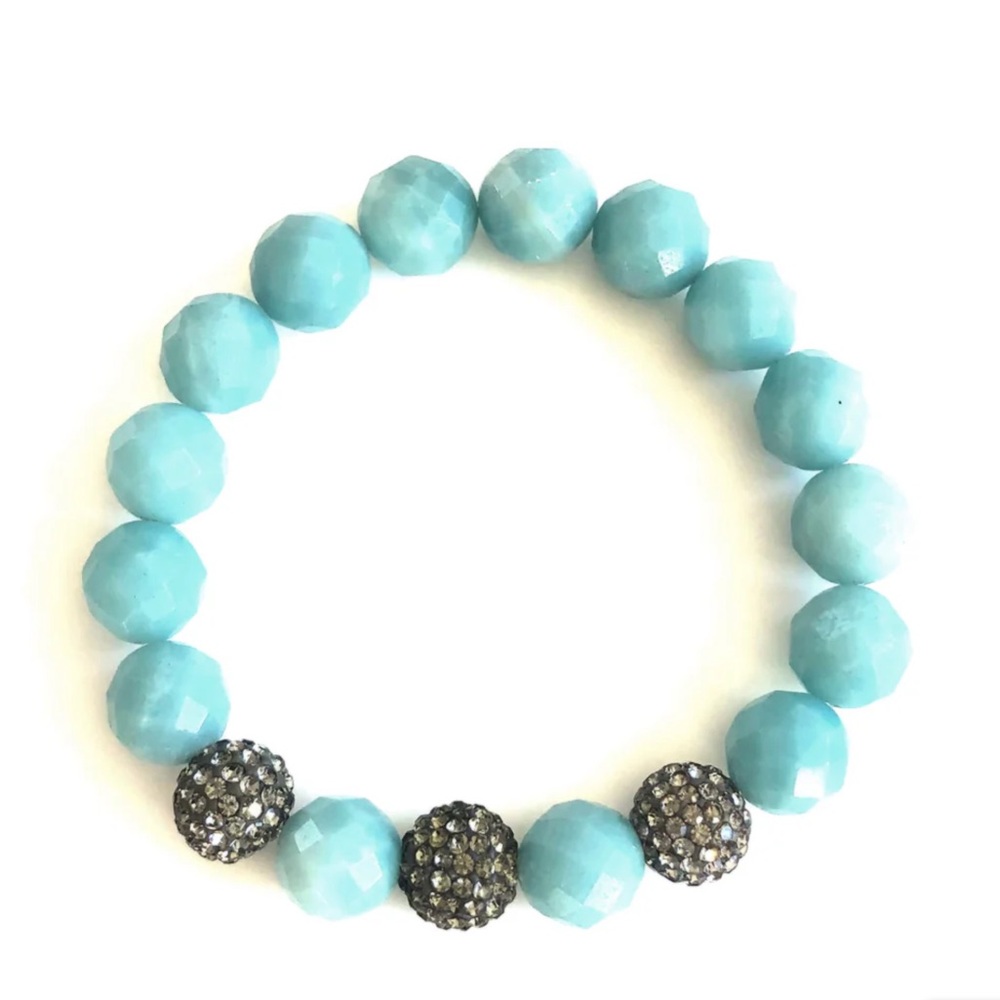Shop Amazonite and Gunmetal Pave Ball Bracelet